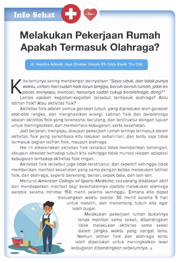 Melakukan Pekerjaan Rumah Apakah Termasuk Olahraga?