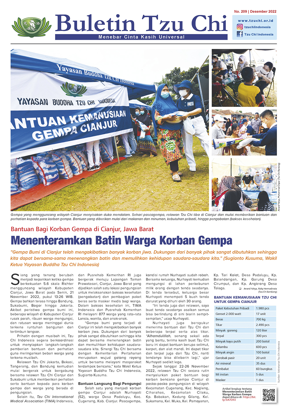 Buletin Tzu Chi Edisi 209 Desember 2022