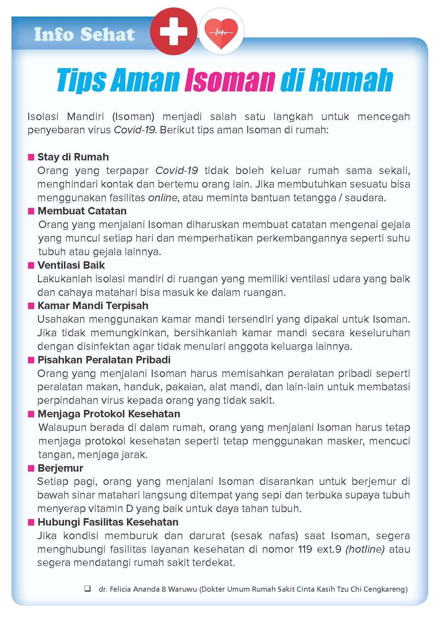 Tips Aman Isoman di Rumah