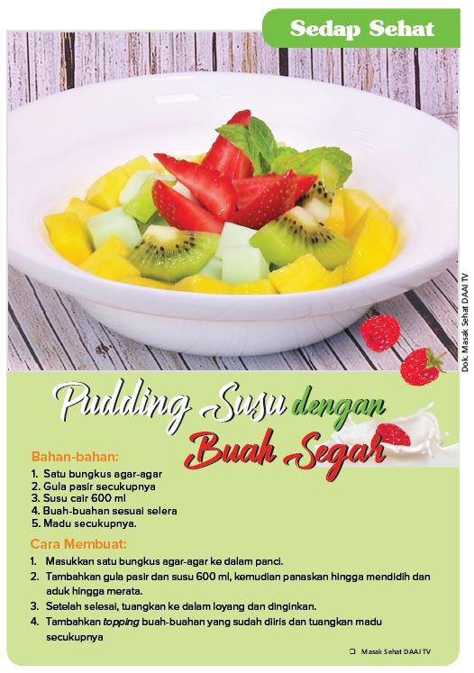 Pudding Susu Dengan Buah Segar